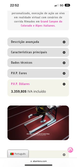 Passadeira profissional Treadmill SA10TNZ1000 ABANTERA