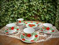 Porcelana zestaw filiżanek ze spodkami i talerzykami Seltmann Weiden