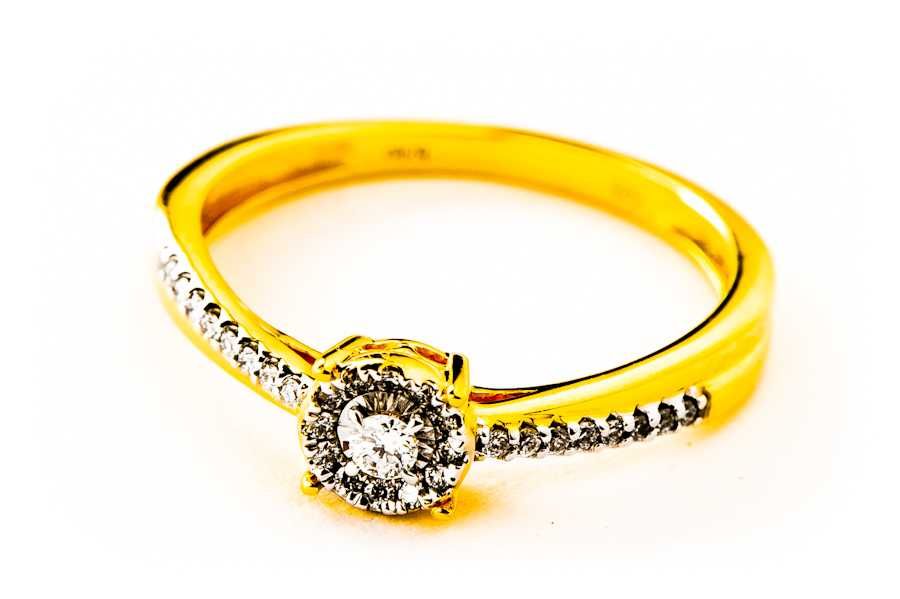 Złoty Pierścionek - DIAMENTY - 14K - 2,12g - BRIJU - DIAMONDS GOLD