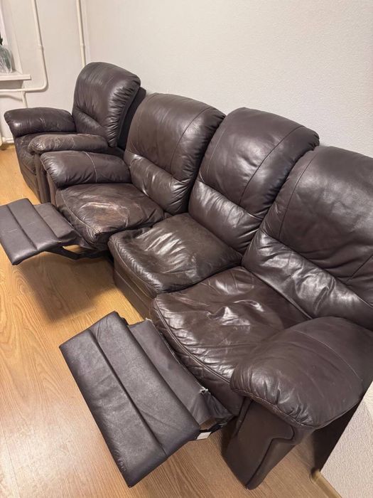 Шкіряний диван та крісло (реклайнер) Продаж/Обмін
