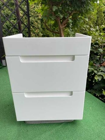 Wisząca szafka łazienkowa 50 cm Biały Połysk z szufladami