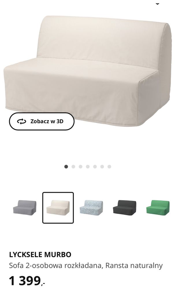 Sofa rozkladana dwuosobowa Ikea beż