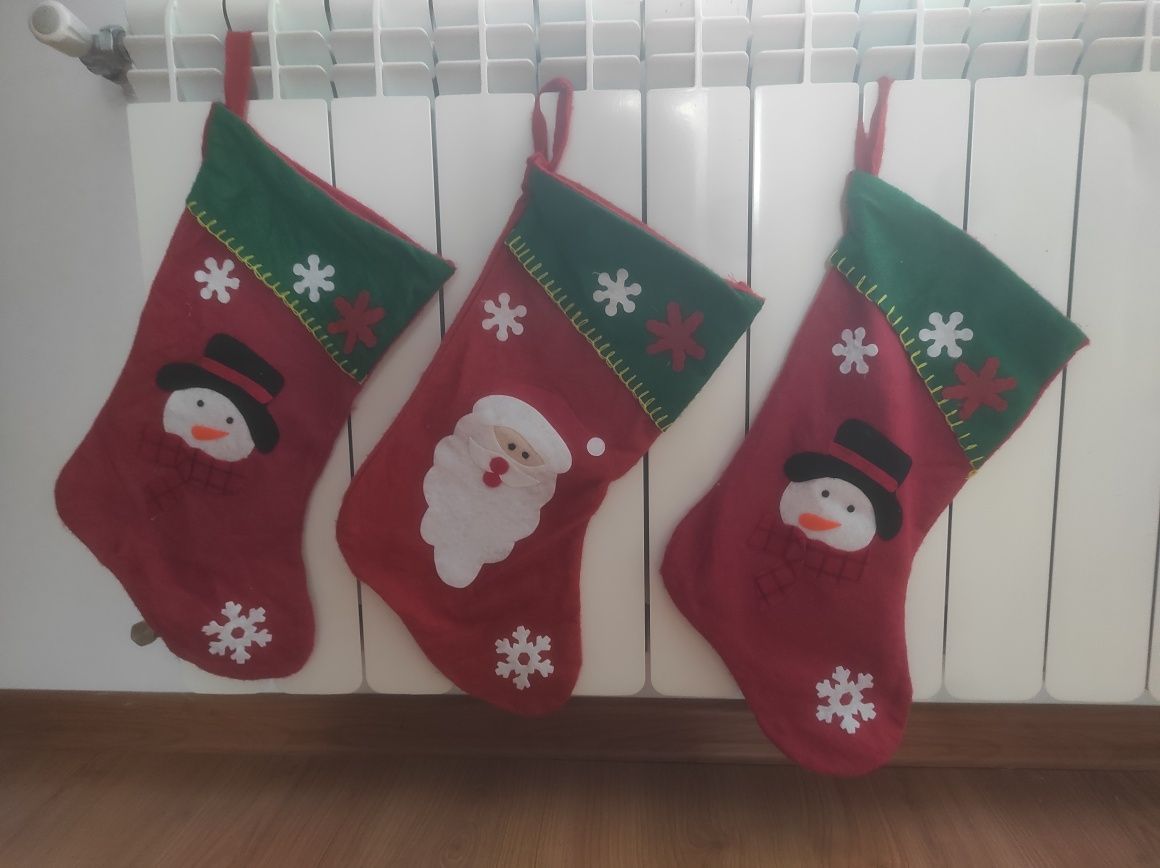 Zestaw 3 sztuk skarpet świątecznych ozdoba świąteczna