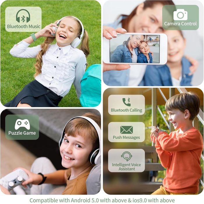 JUBUNRER Smartwatch Dzieci Monitor Snu Krokomierz 3+ Lata zielony