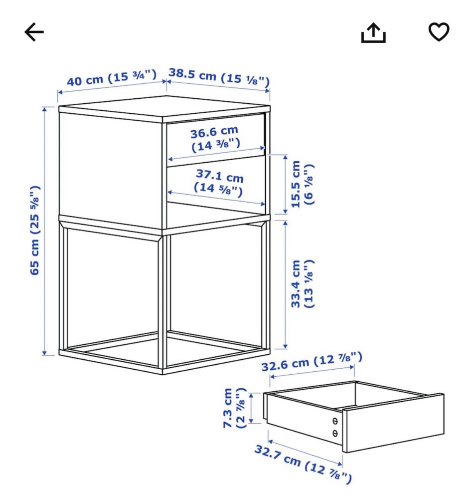 Stolik nocny czarny Ikea Vikhammer