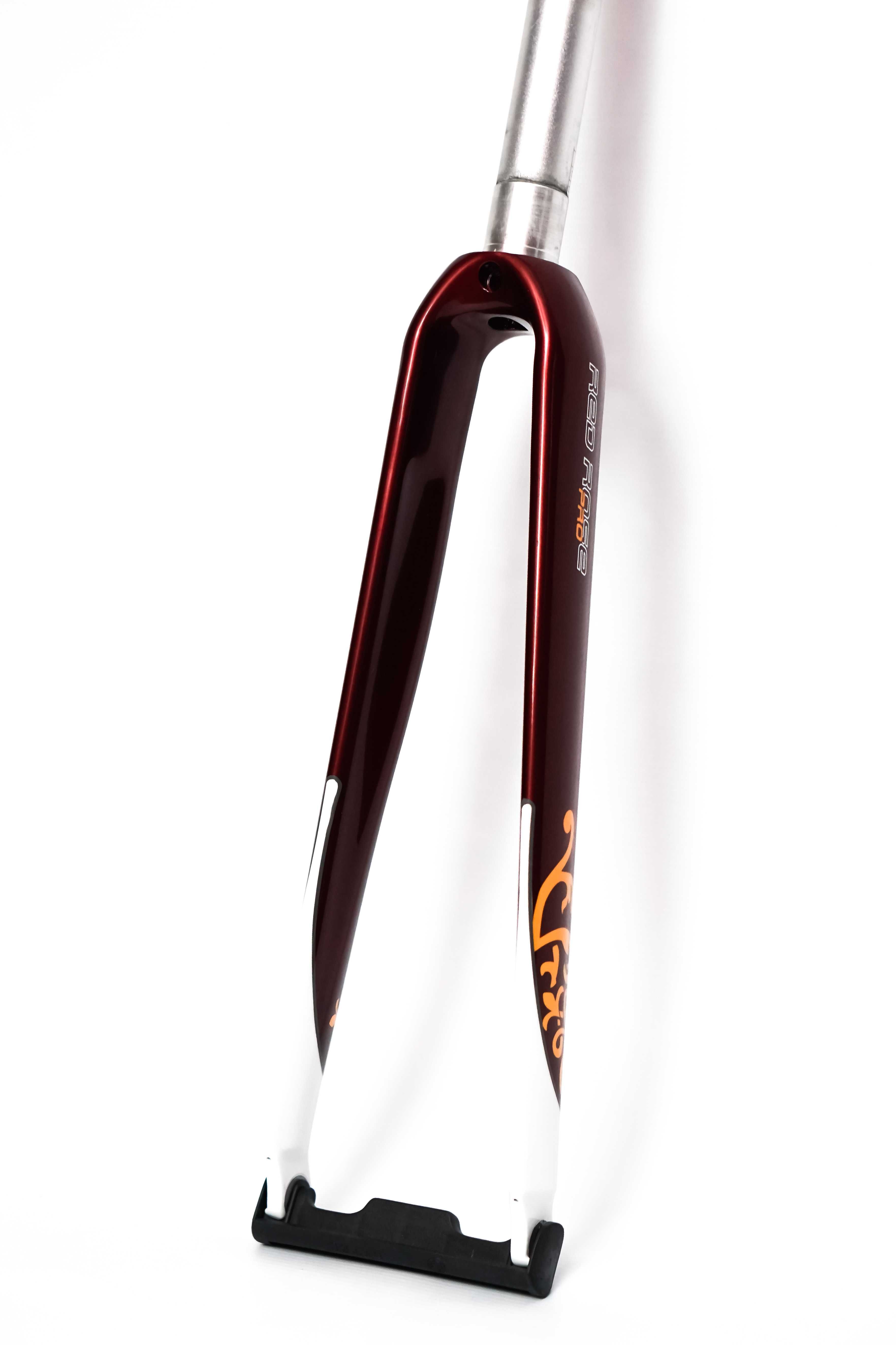 NOWY! Widelec szosowy karbonowy Red Rose Pro, Burgund, 1 1/8” 30cm,