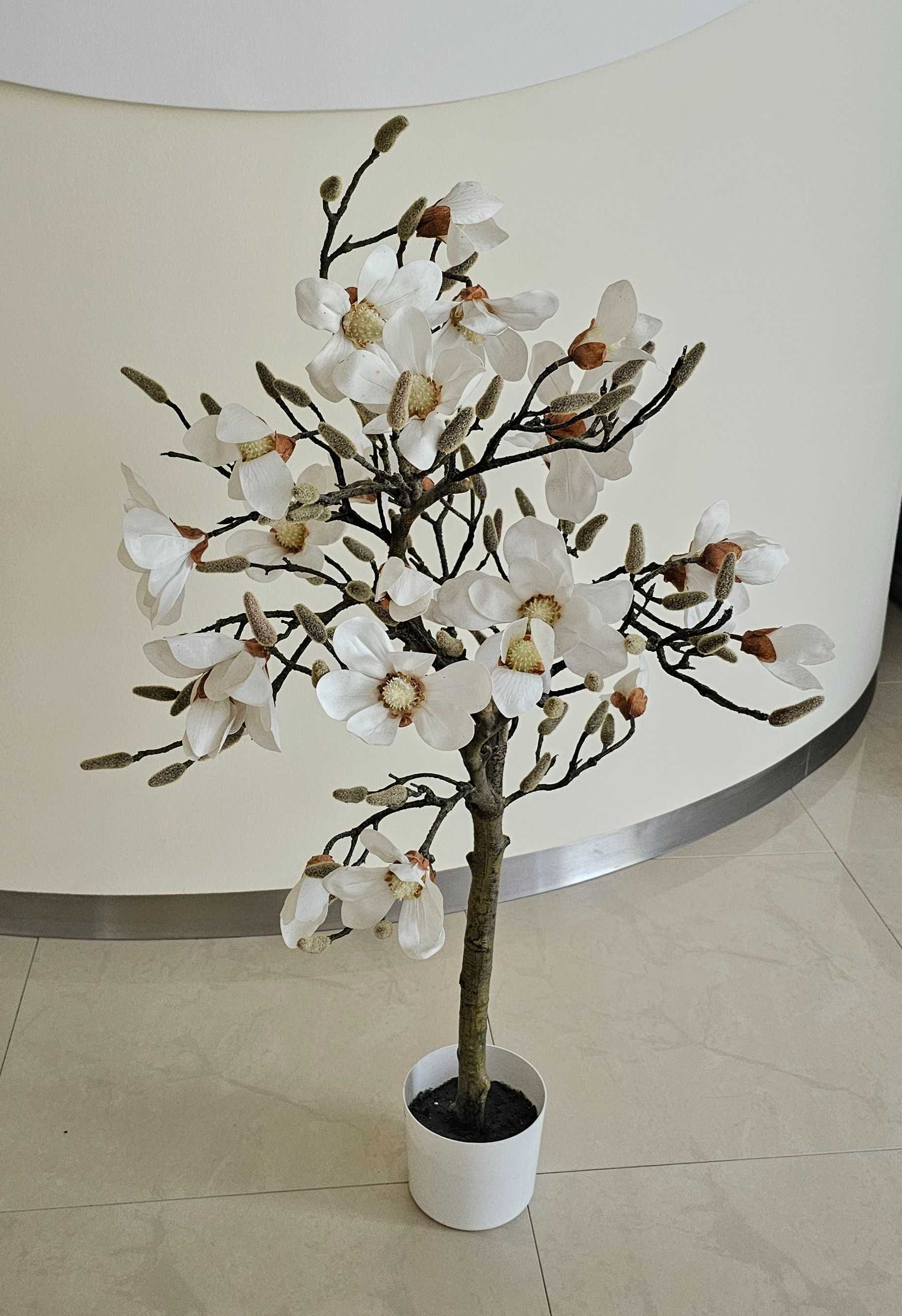 Drzewko Magnolia duże 110 cm białe stuczne