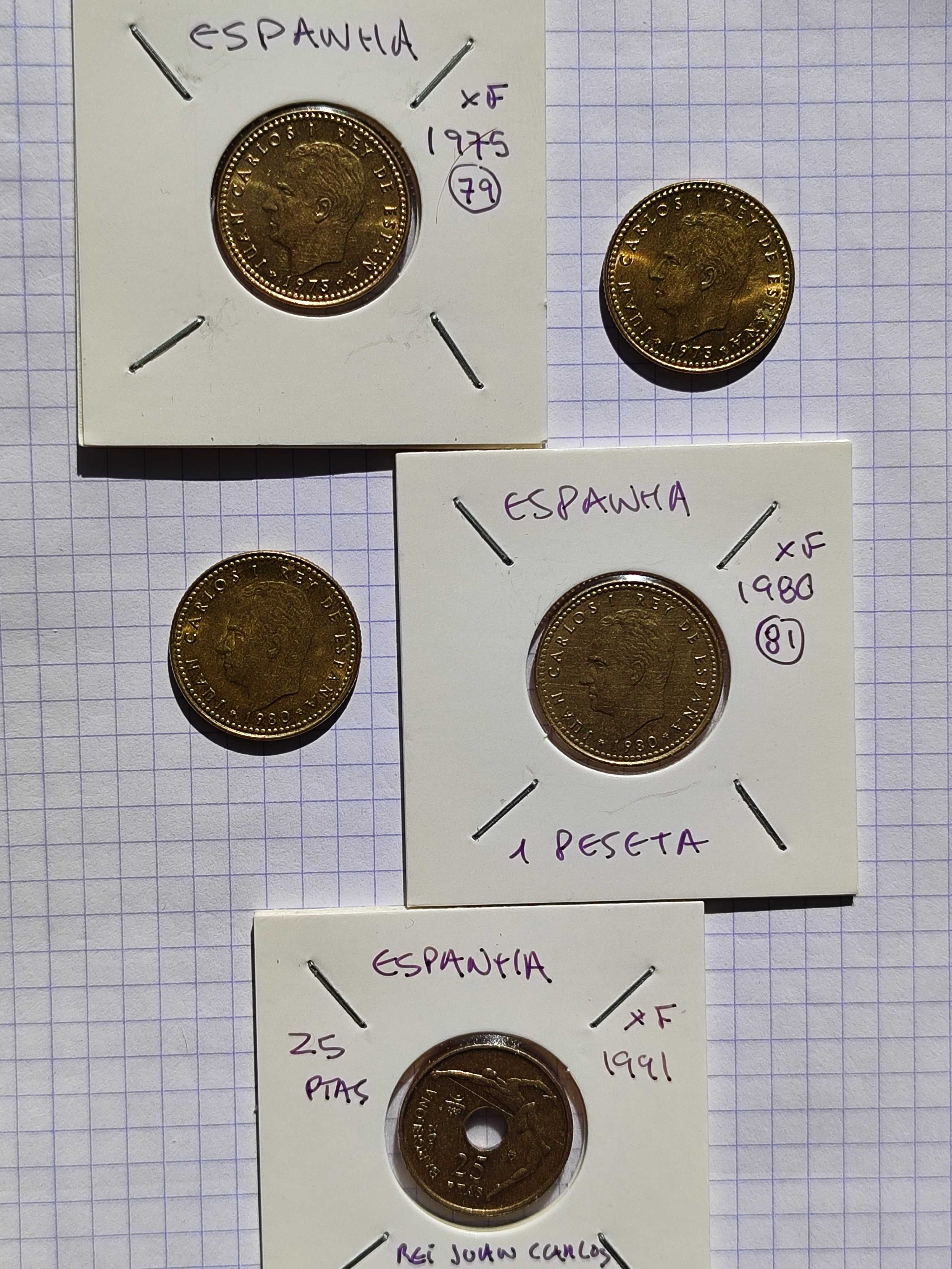 Moedas de Espanha(venda individual) - Pesetas em excelente estado