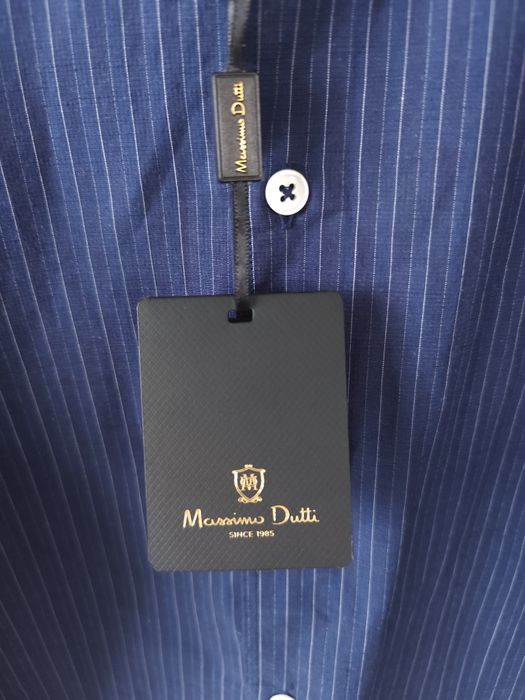 Massimo Dutti S koszula granatowa w paski, męska