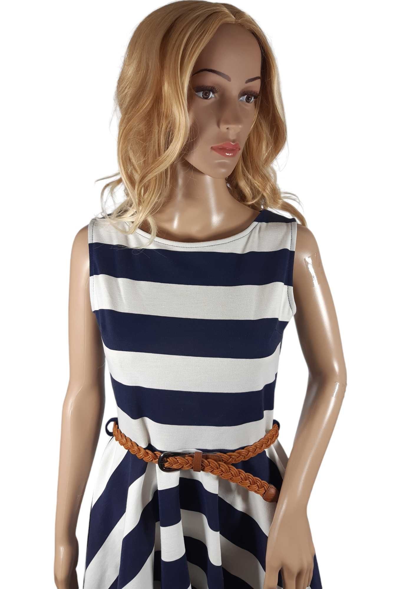 Nowa granatowa mini sukienka paski 38,M/40,L Club L London marynarska
