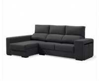 Vendo sofá c/ chaise longue cinza escuro