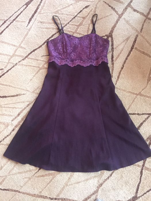 Sukienka weselna koktajlowa fioletowa ramiączka rozmiar 38 idealna