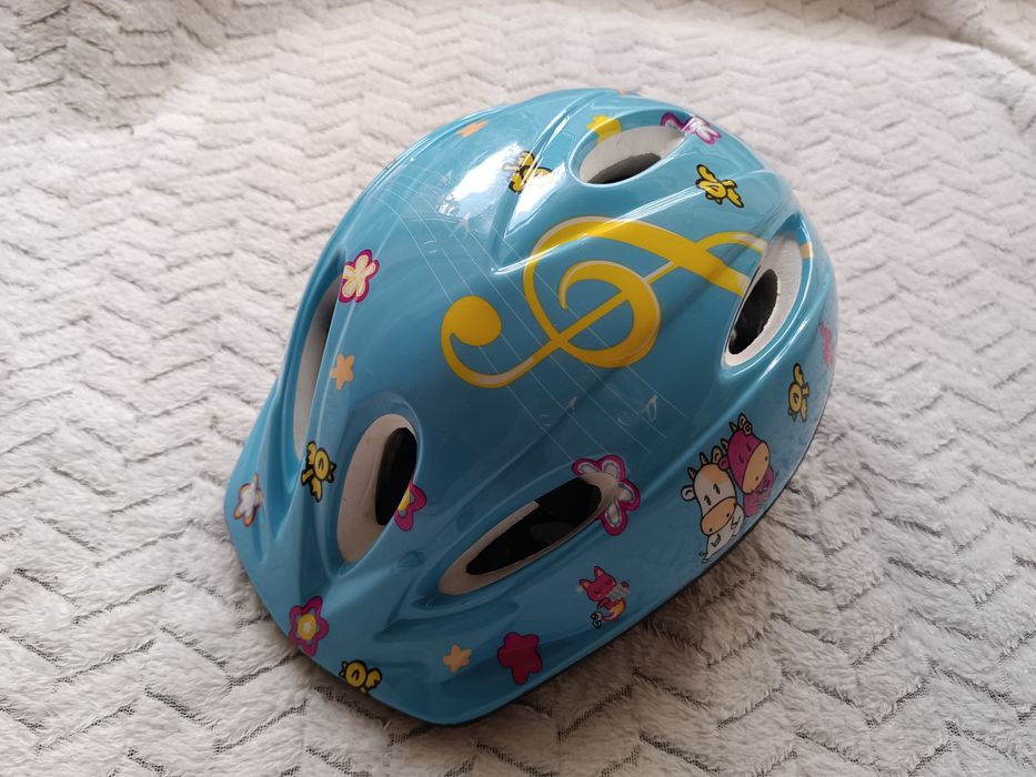 Kask dziecięcy dziewczęcy niebieski rowerowy rozmiar M obwód 52-53 cm