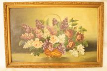 Obraz olejny na płótnie 80x50 cm Kwiaty Antoni Bosowski 1963 r.