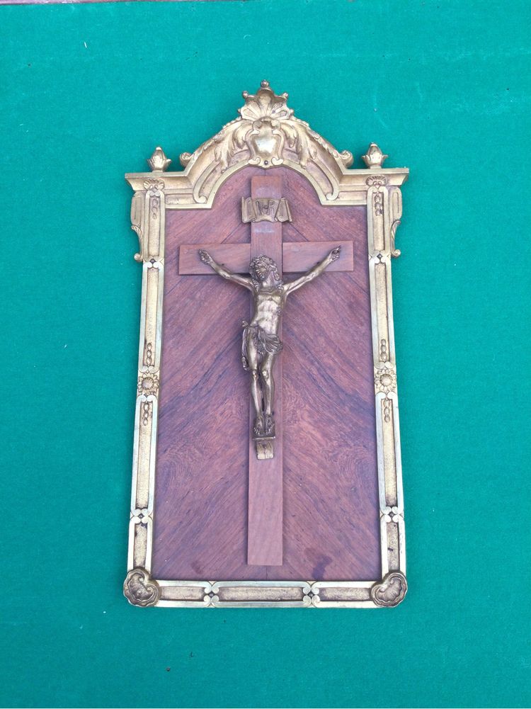 Cristo Cruzifixo Moldura Bronze Potugal Séc XIX Marcado 45,5 cm