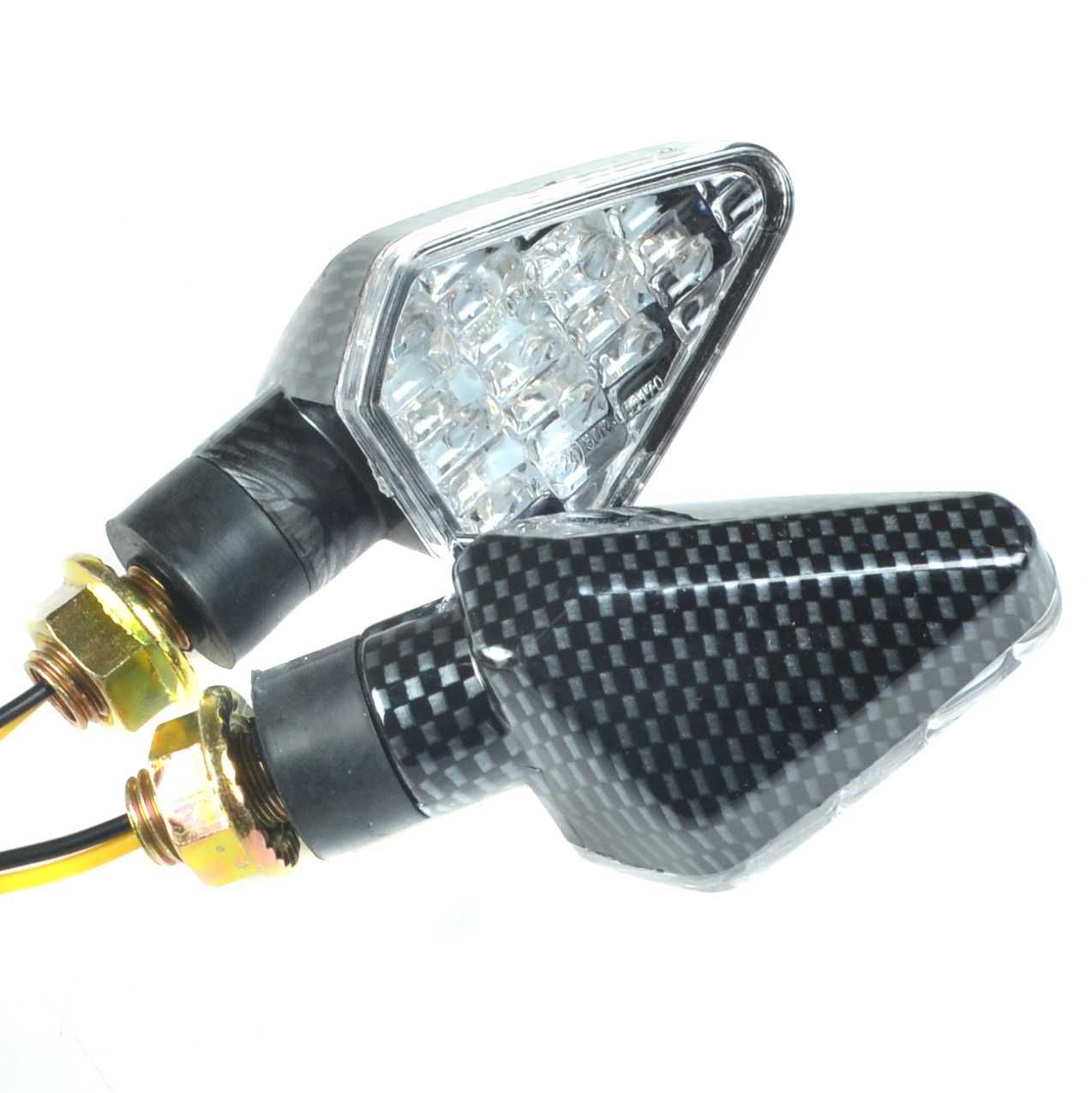 Kierunkowskazy motocyklowe LED carbon uniwersalne Homologacja