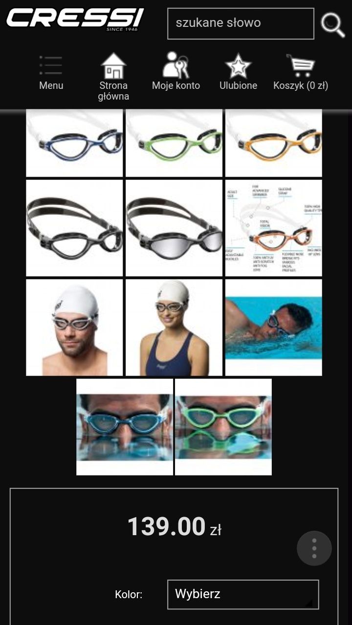 Okulary okularami pływackie Cressi Thunder made in Italy