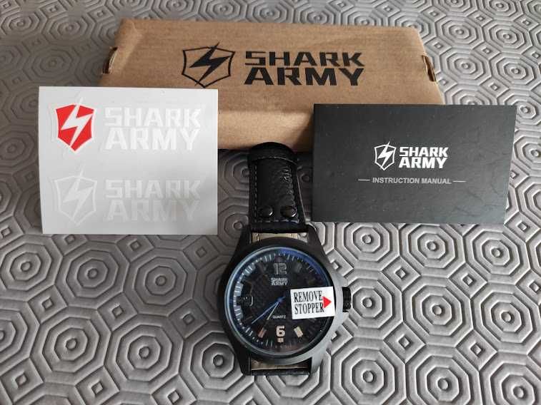 Relógio SHARK NOVO Mens Quartz Army Sport Bracelete pele