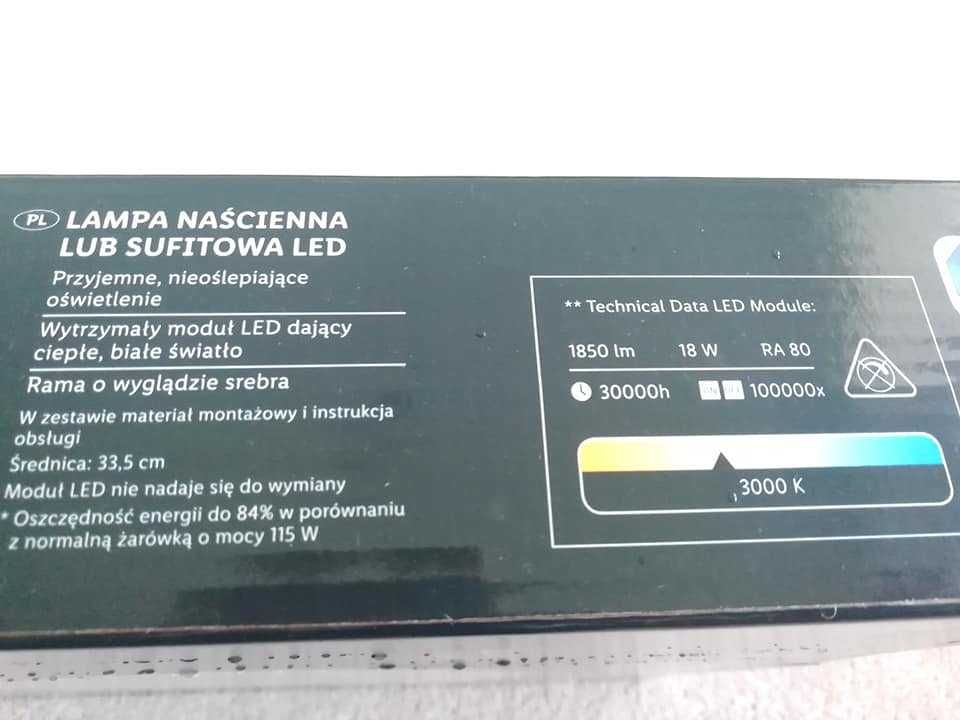 Lampa plafon LIVARNO lux sciana sufit LED 18W płaska Ciepłe światło