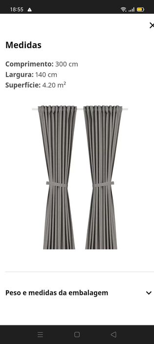 Cortinados LENDA 140x300cm, IKEA. NOVO