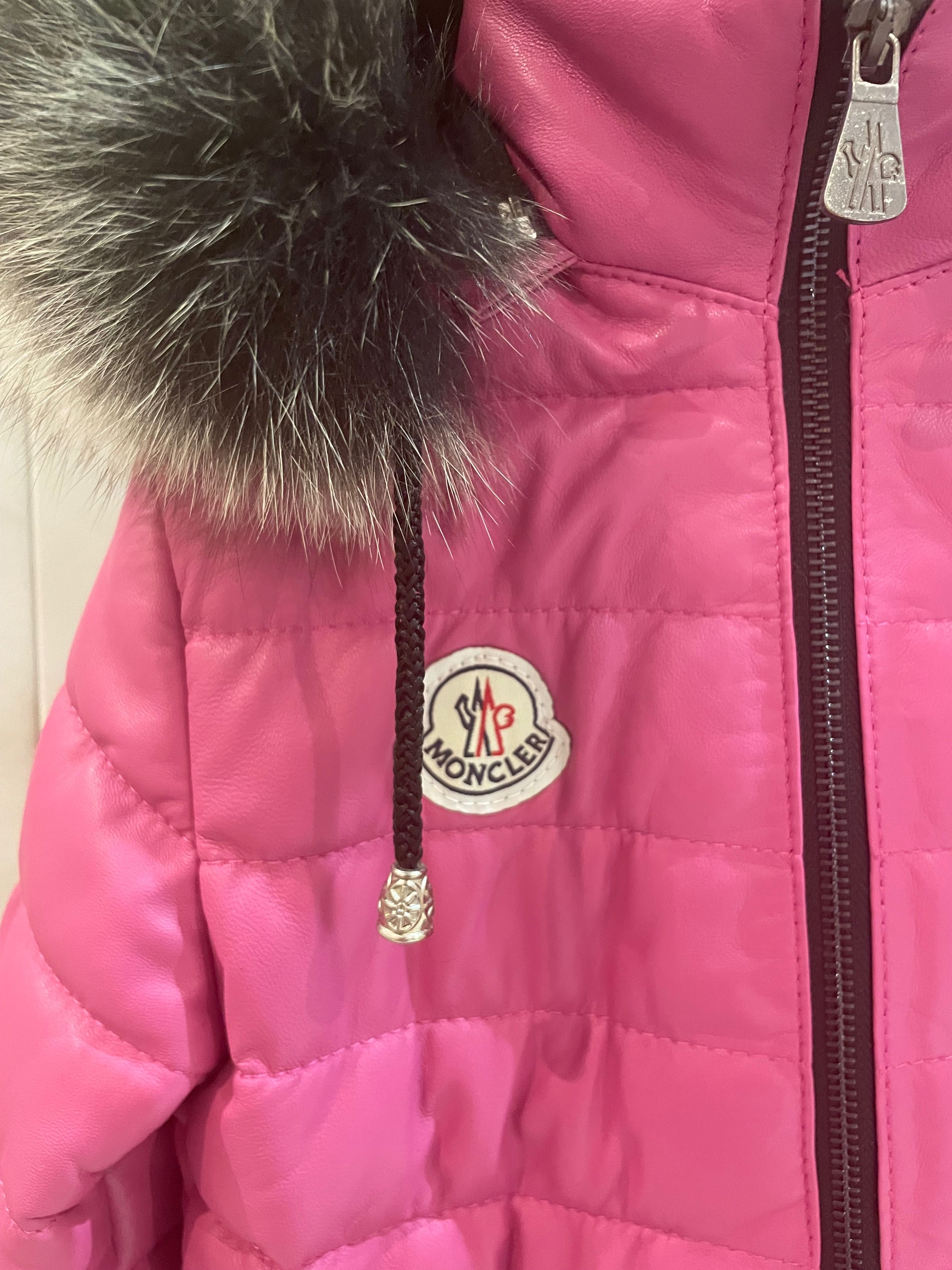 Продам новый кожаный пуховик на девочку 4 года (фирмы Moncler)