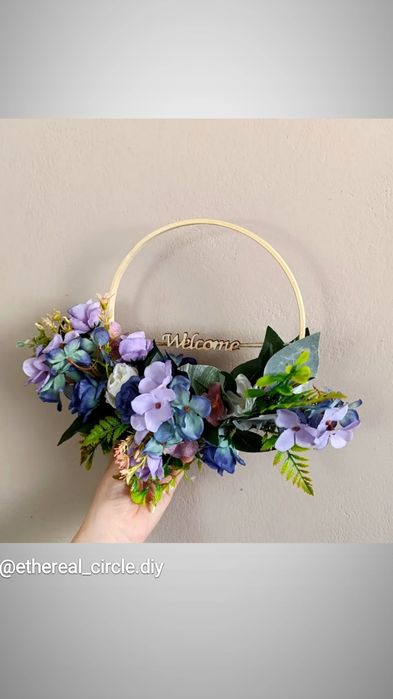 Wianek na drzwi ścianę welcome rustykalny handmade ethereal circle