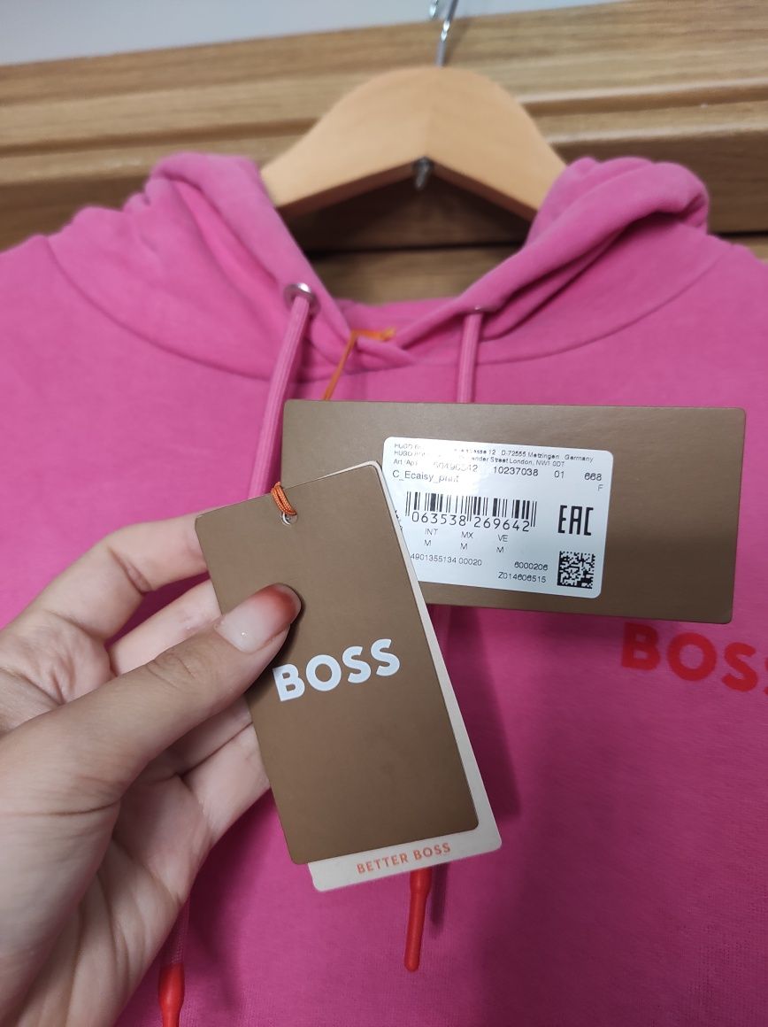 Hugo Boss bluza z kapturem nowa hoodie różowa