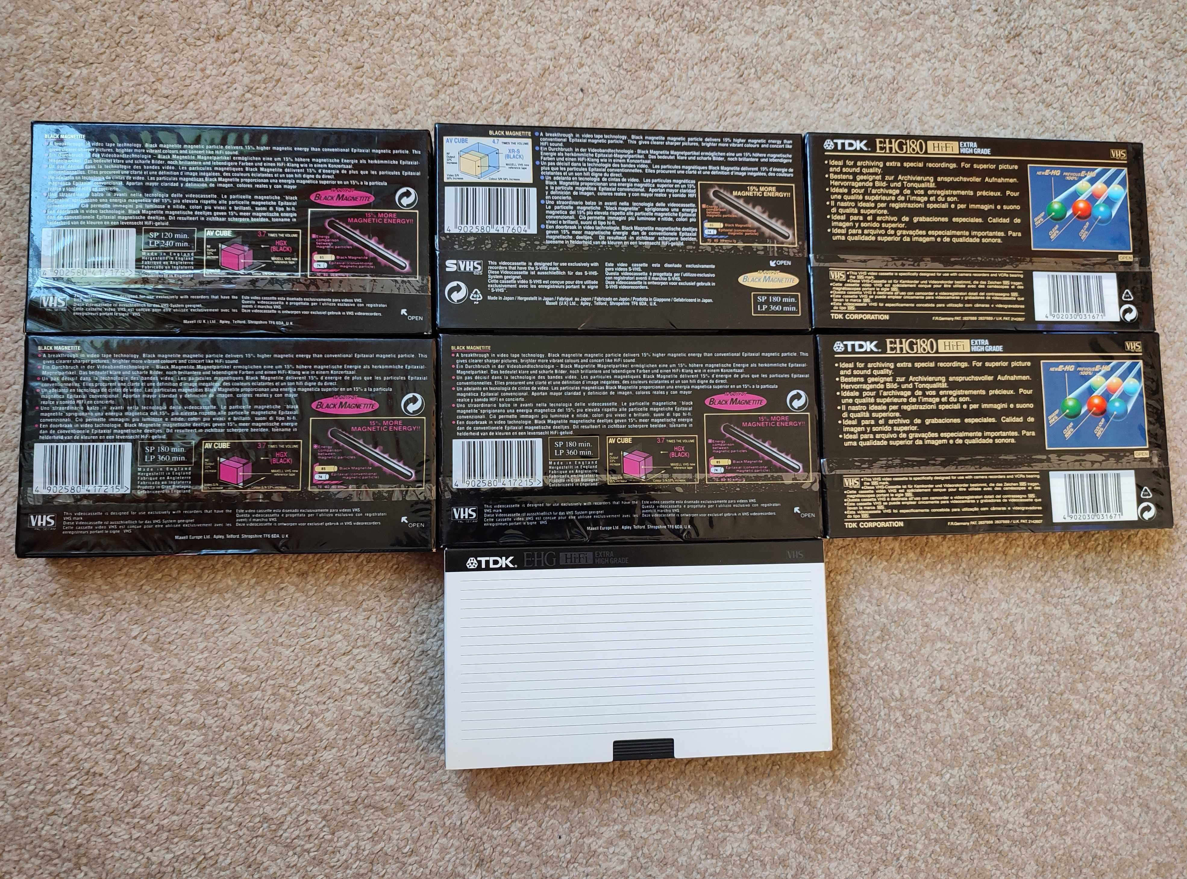 Kasety video VHS HiFI / S-VHS, 7 sztuk cena za zestaw, niemal jak nowe