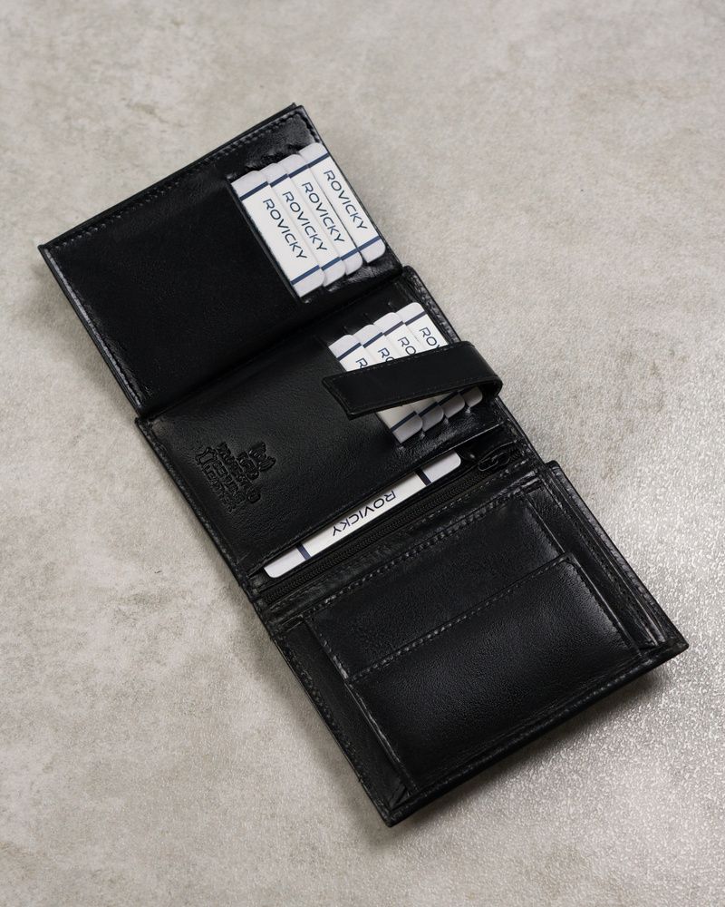 czarny, skórzany portfel męski z zabezpieczeniem rfid protect