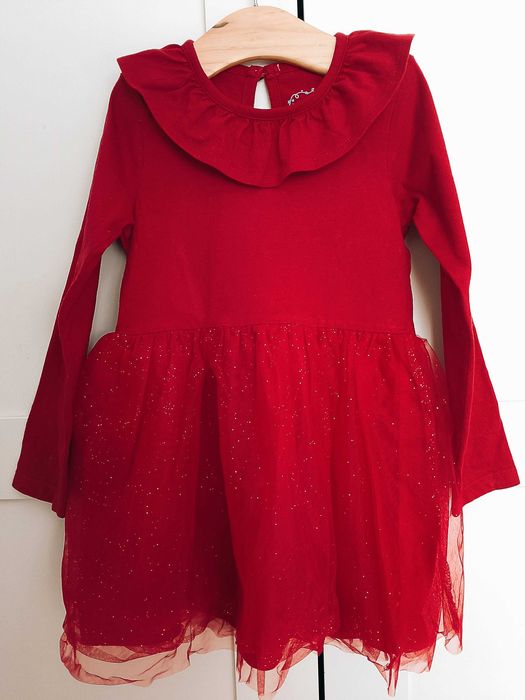 Sukienka 104 tiul czerwona bawełna święta walentynki