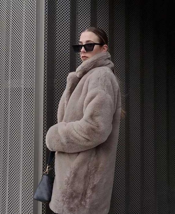 Шикарная шуба Zara эко мех мутон  премиум! оверсайз оригинал