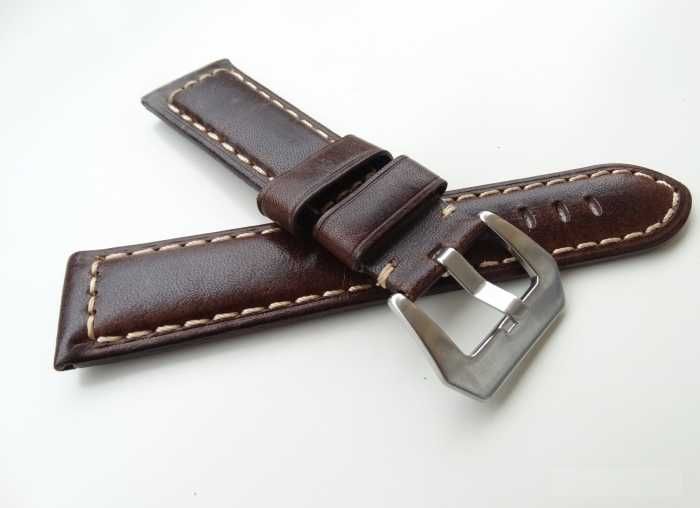 Gruby pasek do zegarka 24mm Panerai PAM beżowy brązowy klamra pre-v