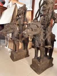 Cavaleiros em Bronze de Benin raro africano arte tribal - 75cm - 35KG