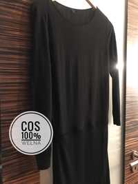 Czarna długa sukienka COS 100% wełna S