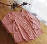 Elegancka bluzka, koszula brudny róż złote guziki, plus size, oversize