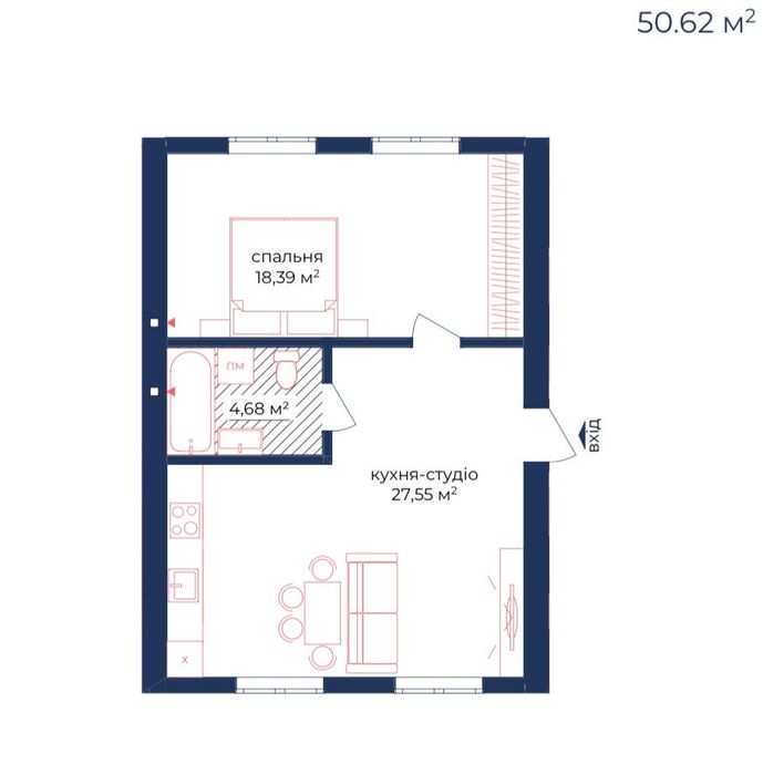 РОЗТЕРМІНУВАННЯ! Двокімнатна квартира, квартира 50,5 м2, квартира Київ