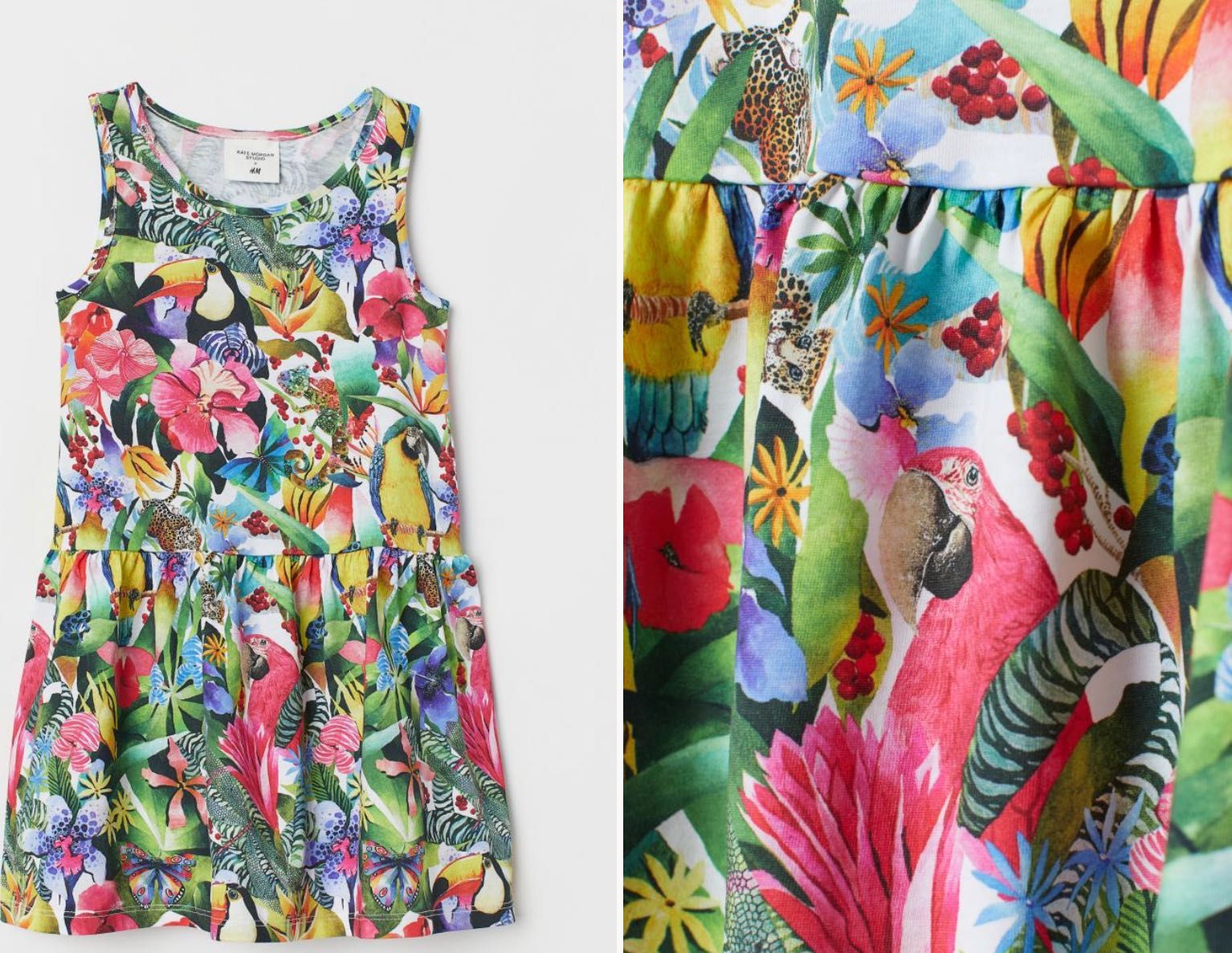 Kate Morgan Studio dla H&M sukienka w papugi, motyle, kwiaty NOWA