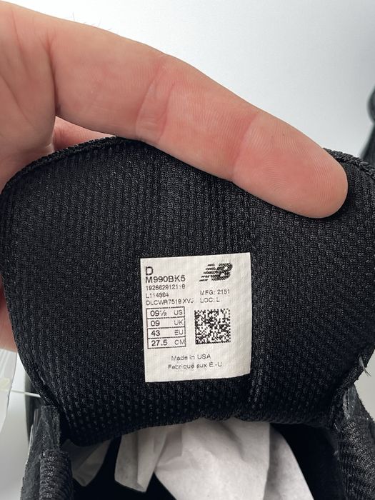 Оригинал New Balance Made In USA 990 V5 Black (M990BK5) оригинальние