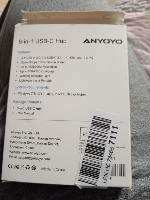 USB хаб адаптер ANYOYO 6в1