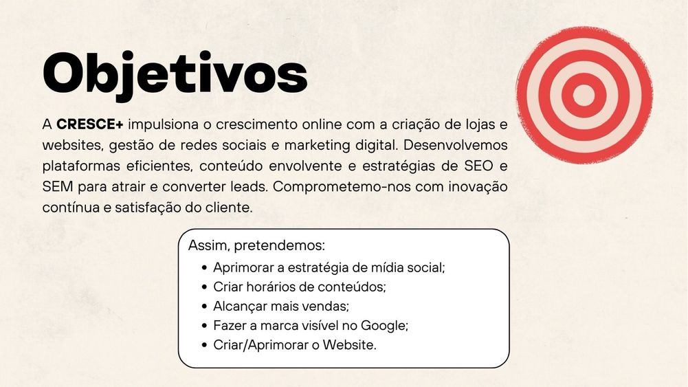 Criação de websites, gestão de redes sociais…