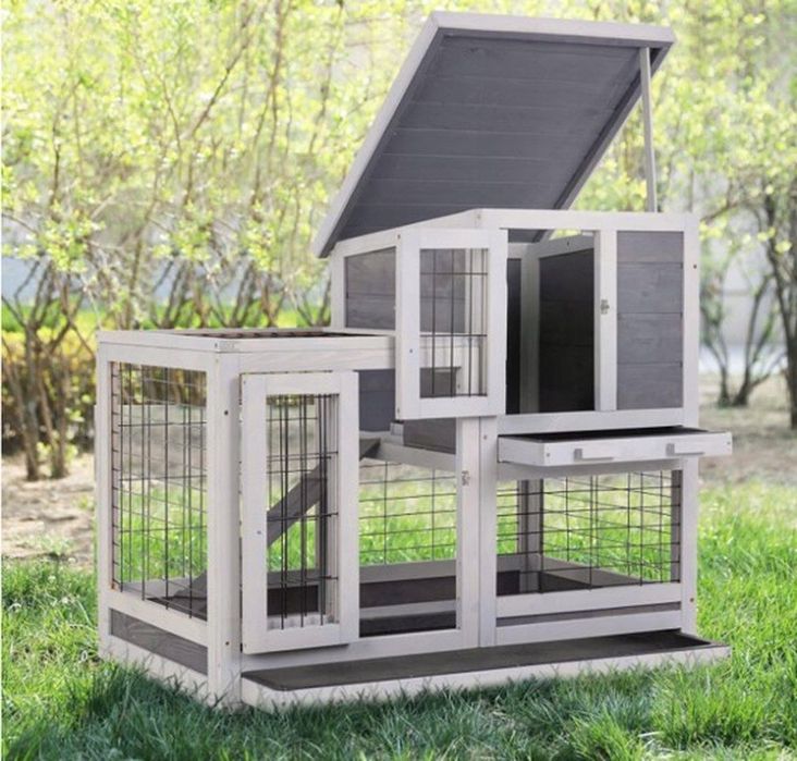 Klatka dla królików MaxxPet 95x63x93 cm - Szara