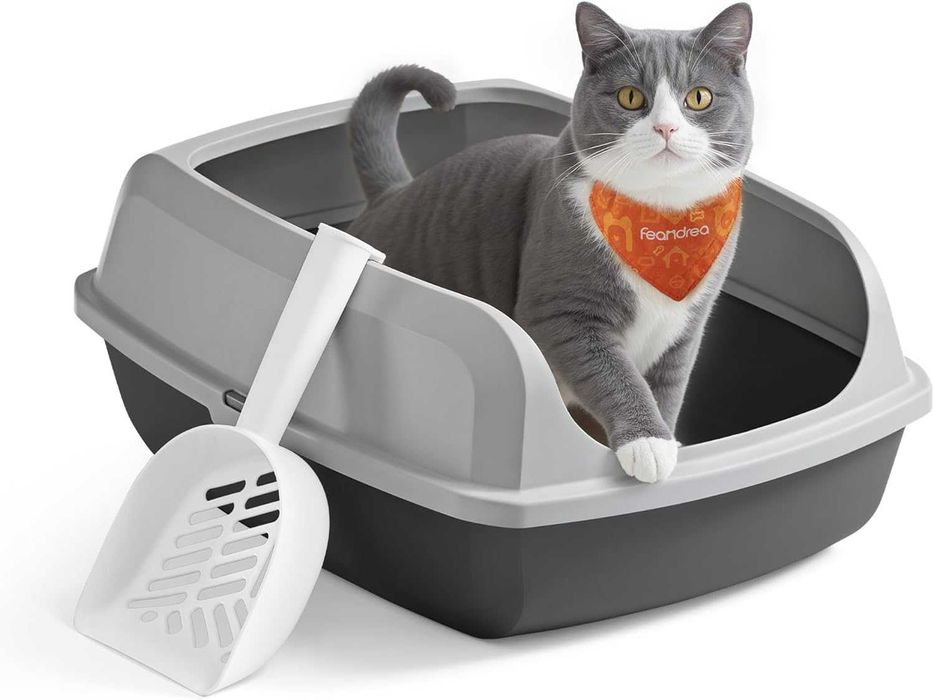 Kuweta dla kota  otwarta 50,5 cm x 37,5 cm x 19,5 cm szara