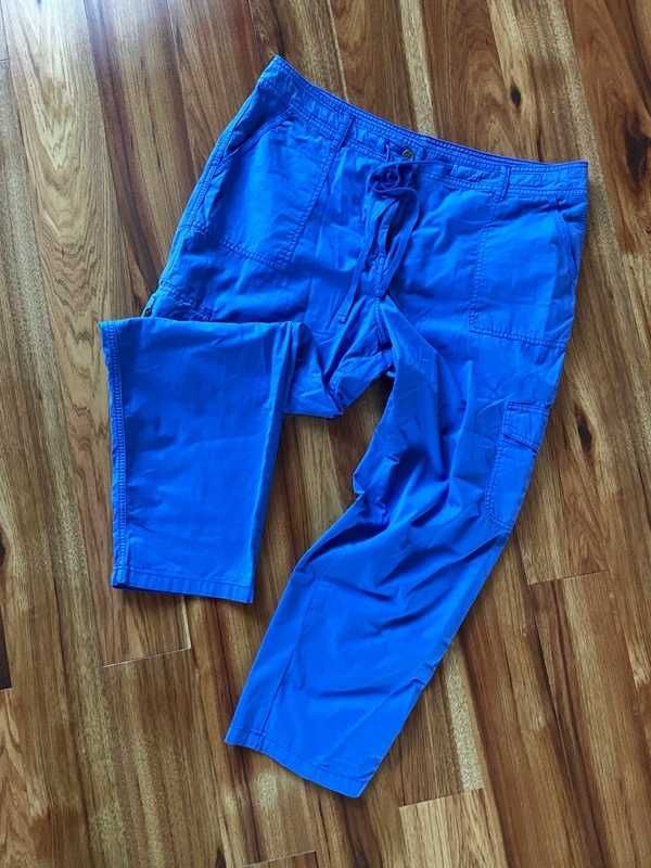 xxxl 46 48 niebieskie spodnie do kostek chinosy cygaretki cargo +size