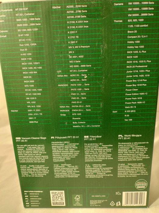 Worki do odkurzacza PFT Parkside