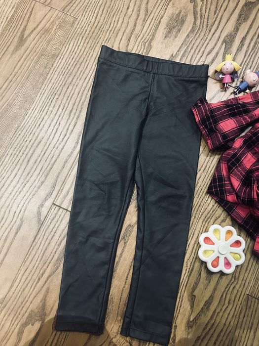 Шкіряні лосіни H&M штани рубашка фірма для дівчинки 2-3 роки розмір 98