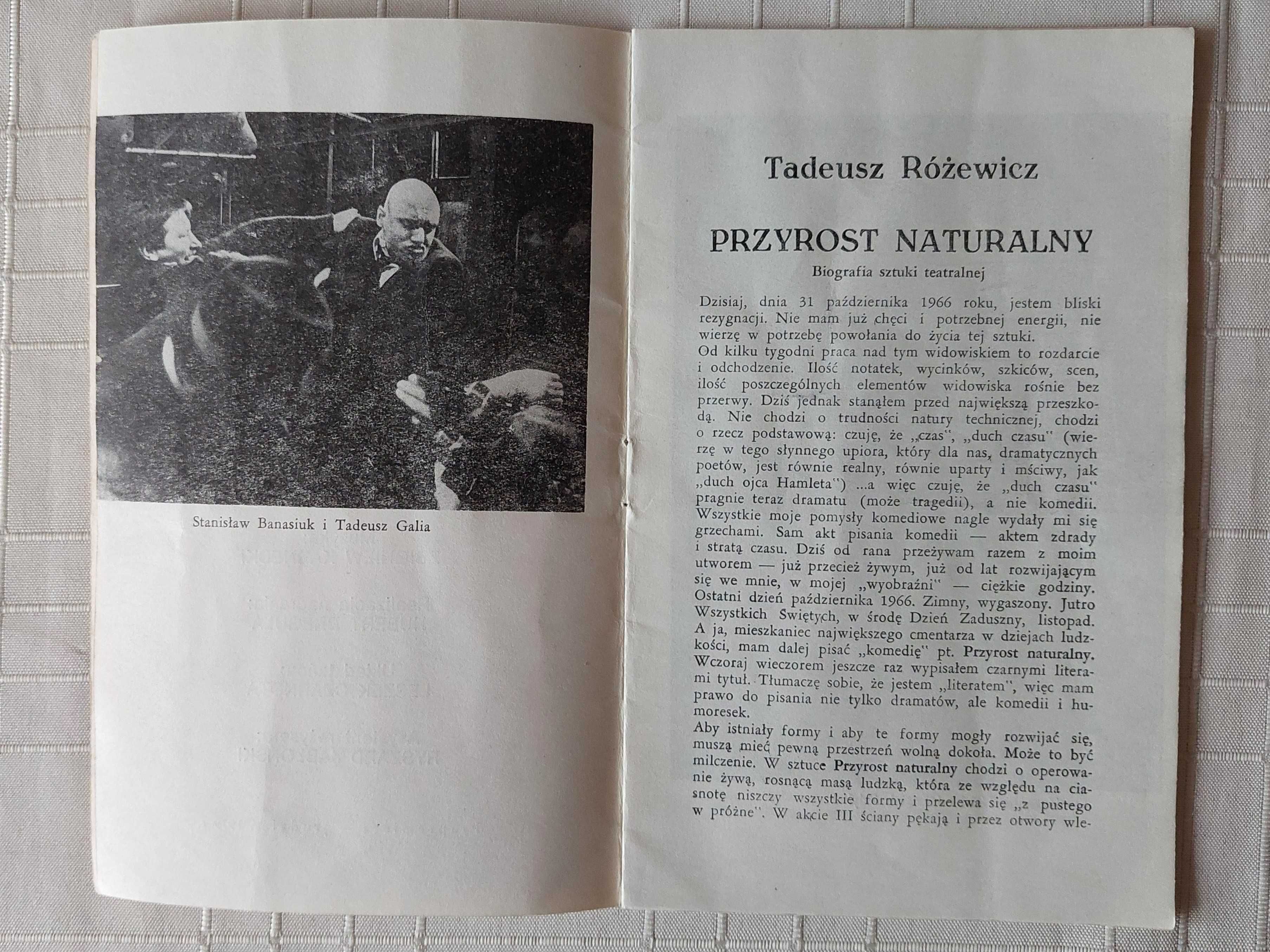 Program teatralny - "Przyrost Naturalny" (Teatr Współczesny Wrocław)