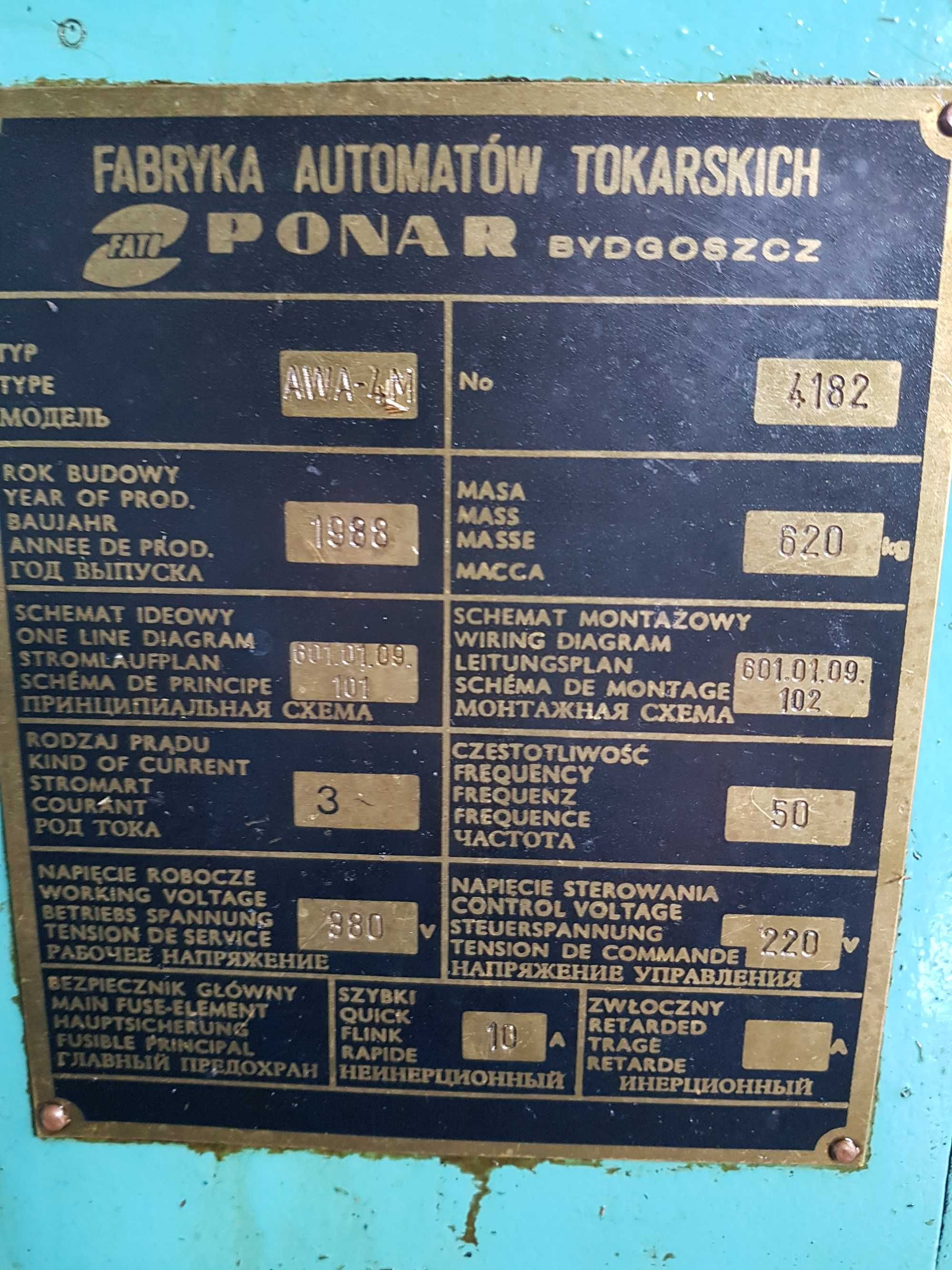 Automat tokarski do metalu (wzdłużny) z podajnikiem AWA 4M