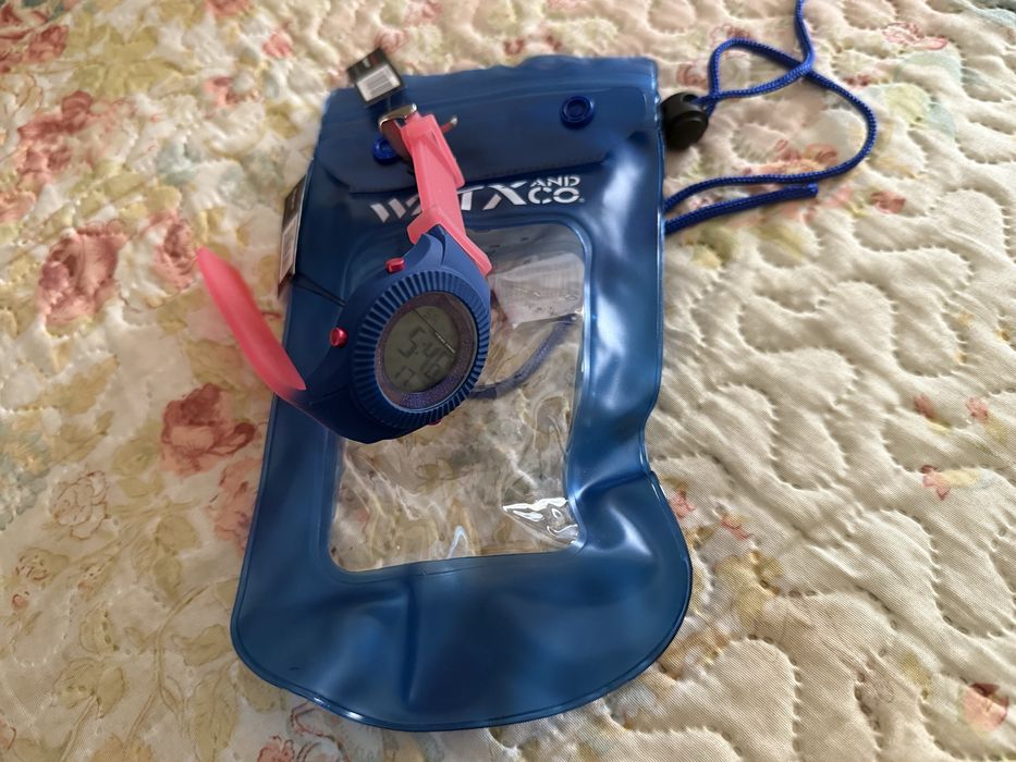 Relógio Watx & co Rosa e Azul - Mostrador Brilhantes + Saco telemóvel