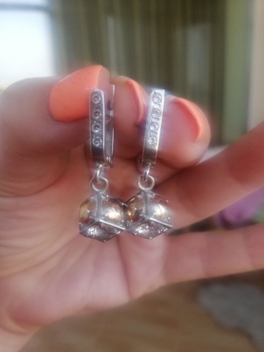 Серьги серебряные с золотым напылением