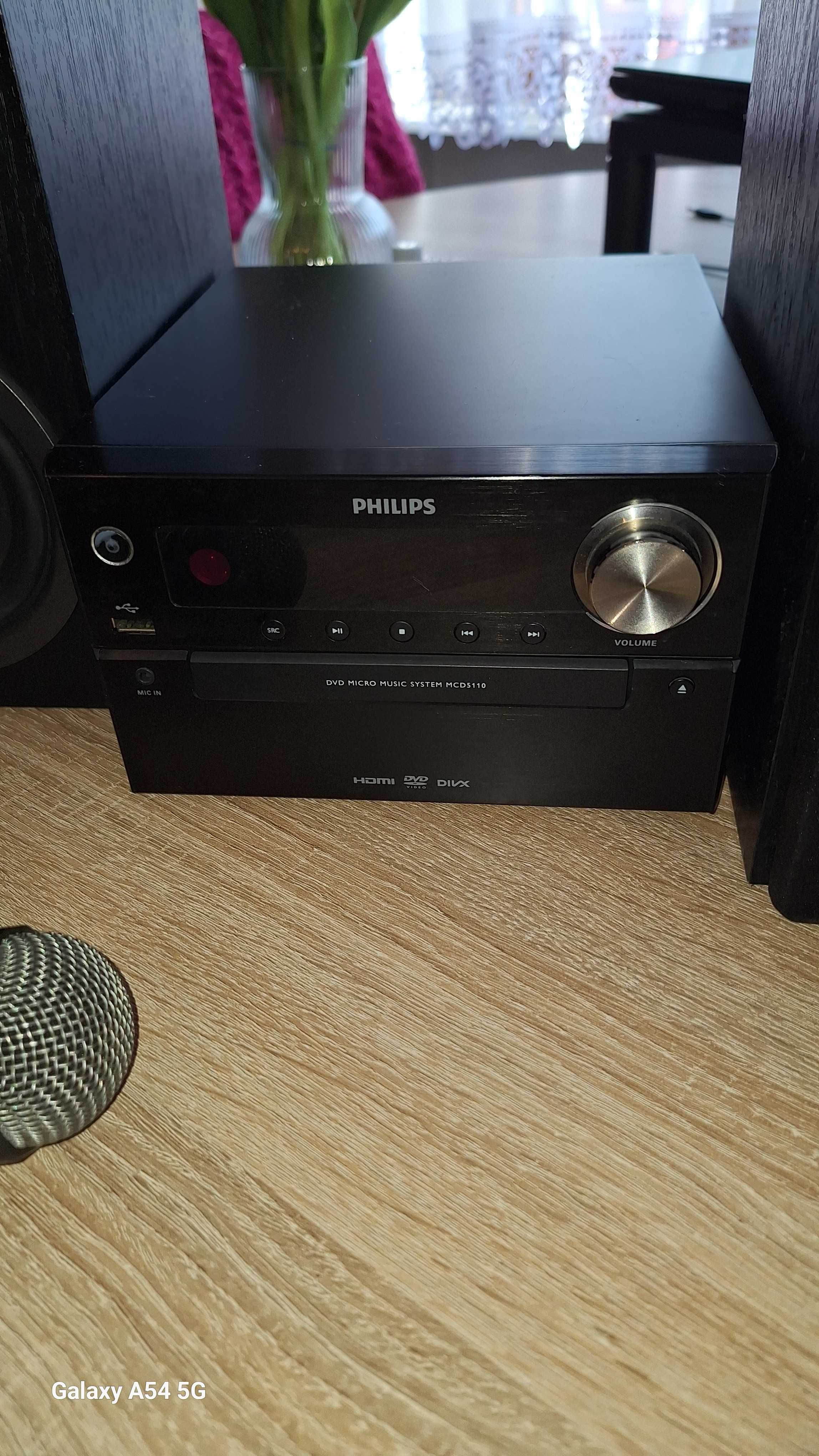 Wieża philips z DVD i mikrofonem